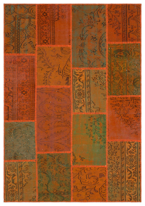 Iskece 33955 Orange Vintage Wool Handmade Area Rug 5'3" x 7'7"