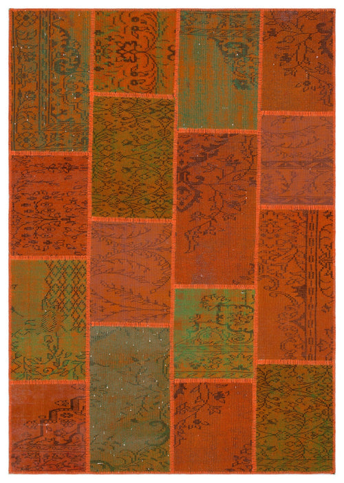 Iskece 33956 Orange Vintage Wool Handmade Area Rug 5'3" x 7'7"