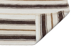 Girit Beige Striped Wool Handmade Area Rug 5'1" x 7'2"