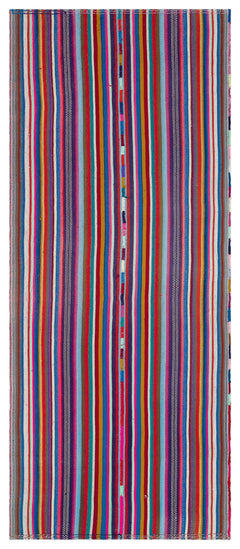 Girit Red Striped Wool Handmade Area Rug 3'8" x 8'11"