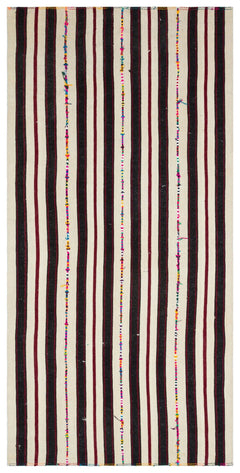 Girit 33988 Beige Striped Wool Handmade Area Rug 4'11" x 10'1"