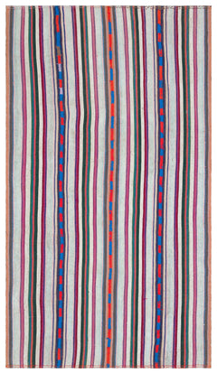 Girit Beige Striped Wool Handmade Area Rug 5'8" x 9'9"