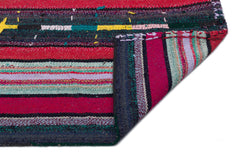 Girit Beige Striped Wool Handmade Area Rug 5'5" x 8'8"