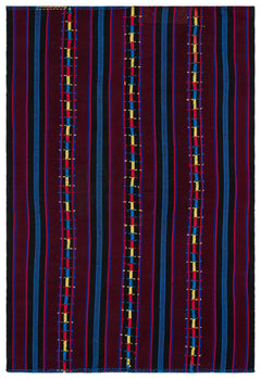 Girit 33996 Burgundy Striped Wool Handmade Area Rug 6'1" x 9'6"