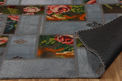 Handmade Patchwork Rug – Grey Cotton Area Rug With Traditional Hemp Design