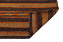 Girit Brown Striped Wool Handmade Area Rug 5'7" x 6'1"