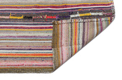 Girit Beige Striped Wool Handmade Area Rug 5'2" x 8'7"