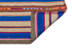 Girit Beige Striped Wool Handmade Area Rug 5'8" x 8'1"