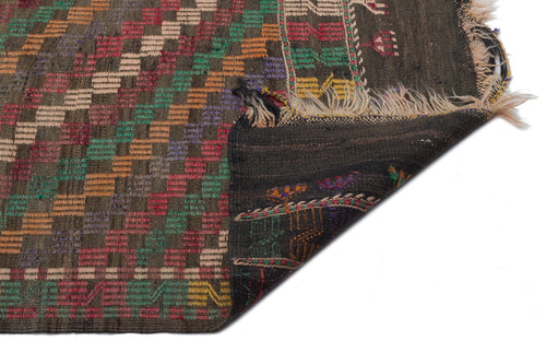 Girit Beige Striped Wool Handmade Area Rug 5'2" x 9'6"