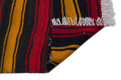 Girit Black Striped Wool Handmade Area Rug 2'6" x 13'1"