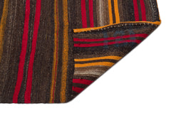 Girit Brown Striped Wool Handmade Area Rug 4'3" x 10'1"