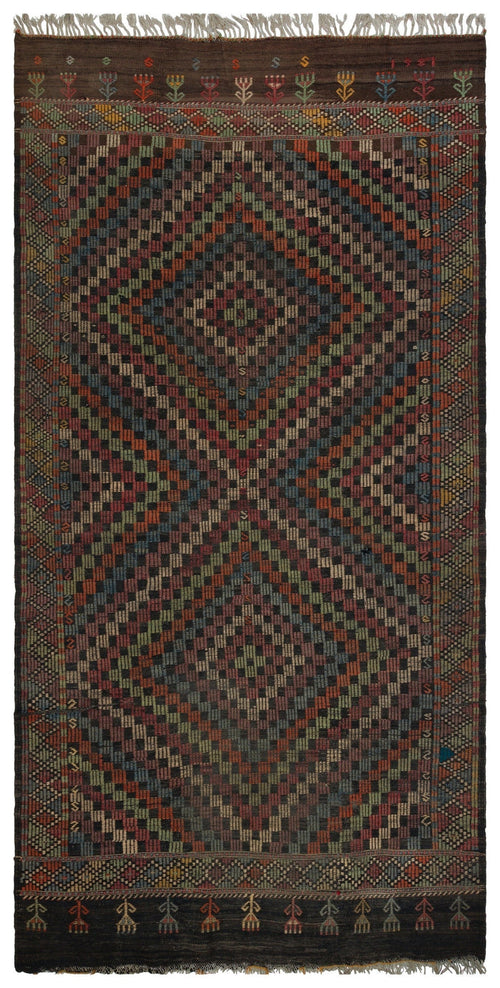 Girit Brown Wool Handmade Area Rug 5'1" x 10'2"