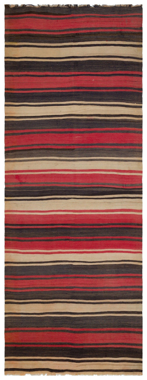 Girit Multy Striped Wool Handmade Area Rug 4'8" x 12'6"