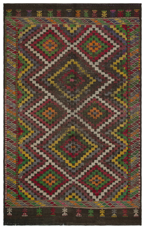 Girit Beige Striped Wool Handmade Area Rug 6'3" x 10'0"