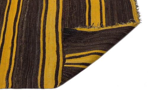 Girit Yellow Striped Wool Handmade Area Rug 5'0" x 10'0"