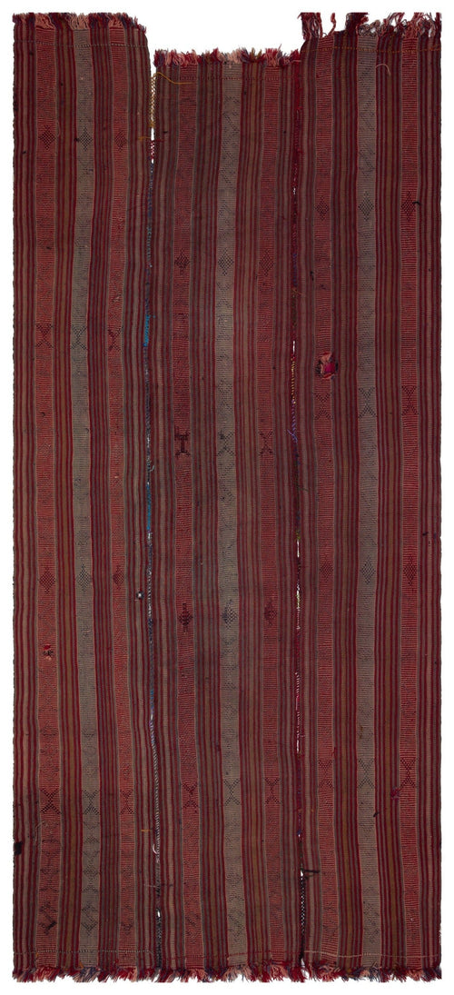 Girit Beige Striped Wool Handmade Area Rug 5'5" x 11'3"