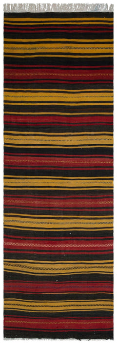 Girit Multy Striped Wool Handmade Area Rug 4'9" x 14'2"