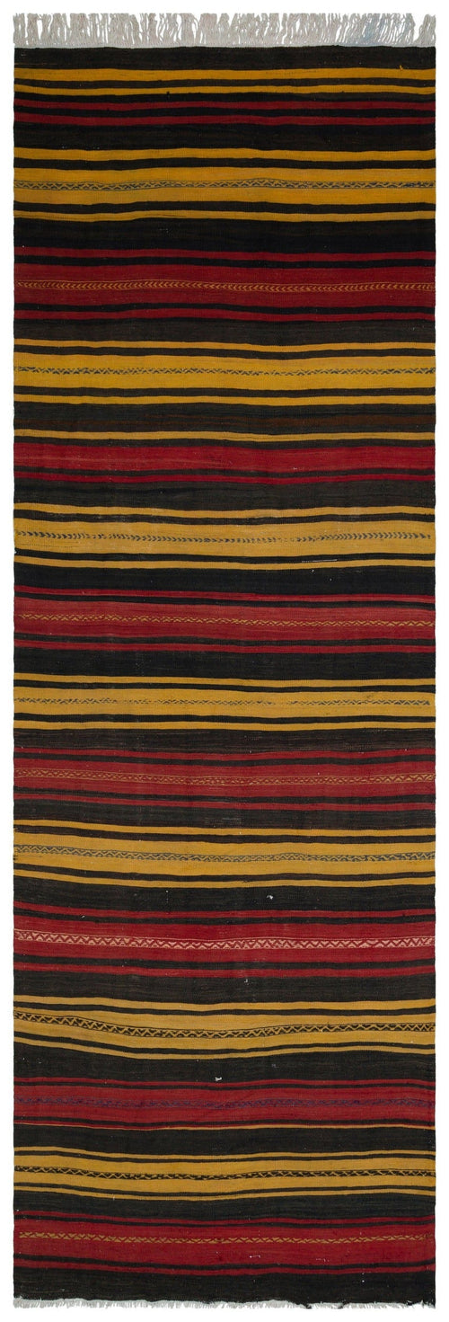 Girit Multy Striped Wool Handmade Area Rug 4'9" x 14'2"