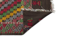 Girit Brown Geometric Wool Handmade Area Rug 5'7" x 10'10"