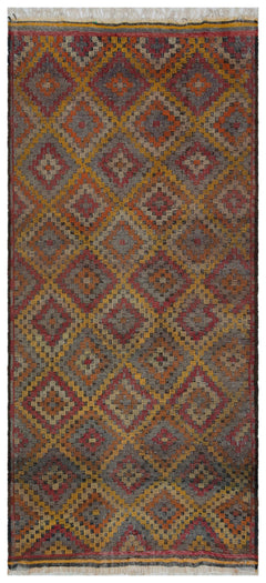 Girit Brown Geometric Wool Handmade Area Rug 6'1" x 8'11"