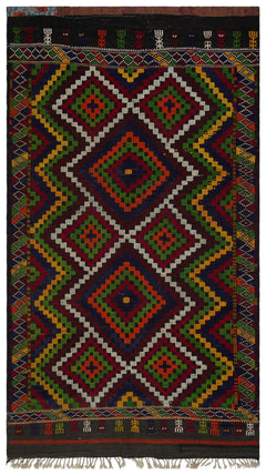 Girit Brown Geometric Wool Handmade Area Rug 6'1" x 10'7"