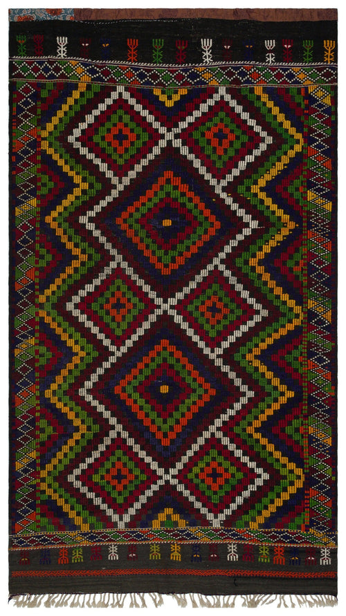 Girit Brown Geometric Wool Handmade Area Rug 6'1" x 10'7"