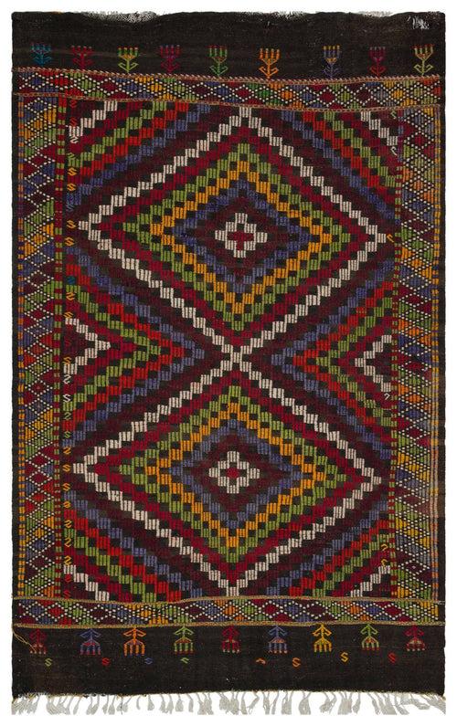Girit Brown Geometric Wool Handmade Area Rug 5'9" x 8'11"