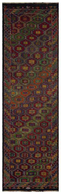 Girit Brown Geometric Wool Handmade Area Rug 5'0" x 9'4"