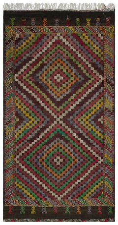 Girit Brown Geometric Wool Handmade Area Rug 5'9" x 10'5"
