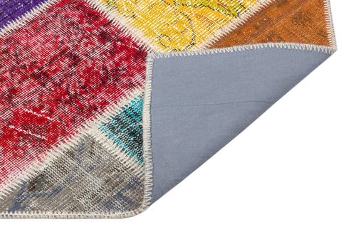 Iskece 34093 Beige Patchwork Wool Handmade Area Rug 2'8" x 4'9"