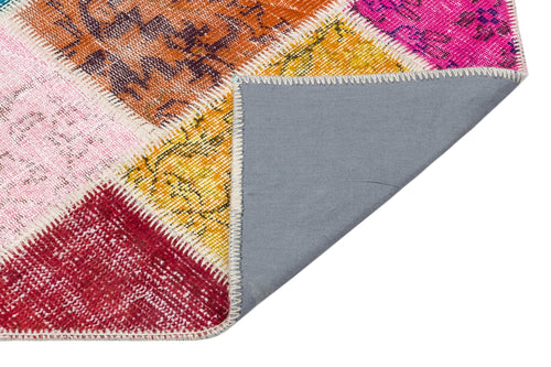 Iskece 34101 Beige Patchwork Wool Handmade Area Rug 2'6" x 5'1"
