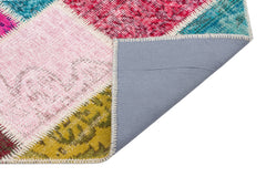 Iskece 34104 Beige Patchwork Wool Handmade Area Rug 2'8" x 4'9"