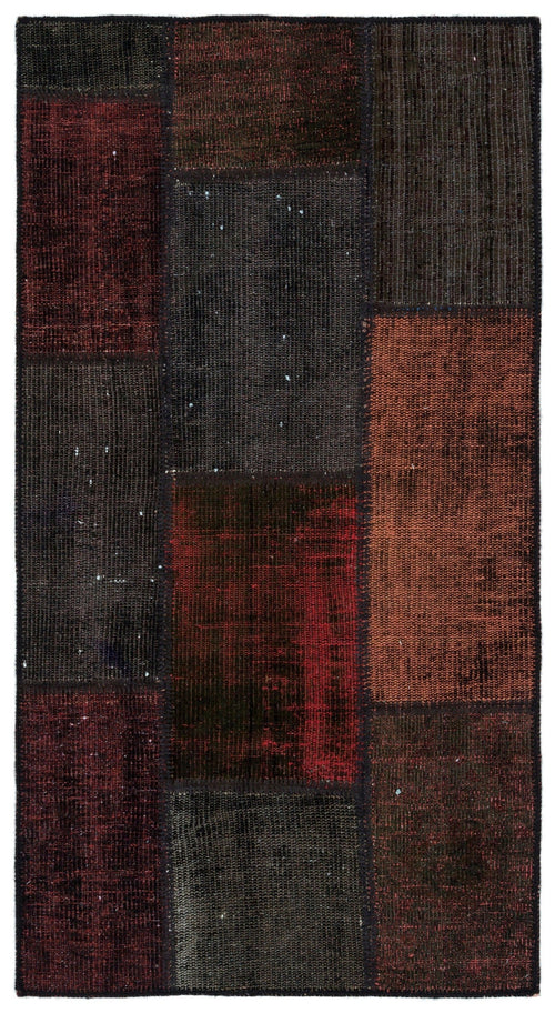 Iskece Black Vintage Wool Handmade Area Rug 2'8" x 5'0"