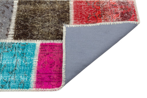 Iskece 34115 Beige Patchwork Wool Handmade Area Rug 3'11" x 5'11"