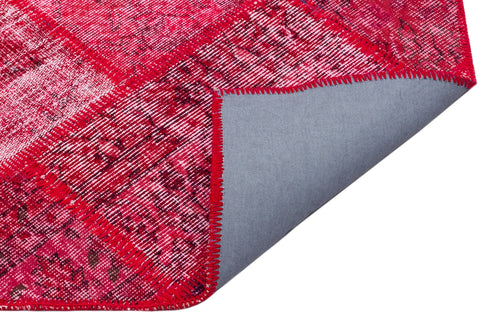 Iskece Red Vintage Wool Handmade Area Rug 4'0" x 5'11"