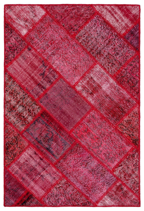 Iskece Red Vintage Wool Handmade Area Rug 4'0" x 5'11"
