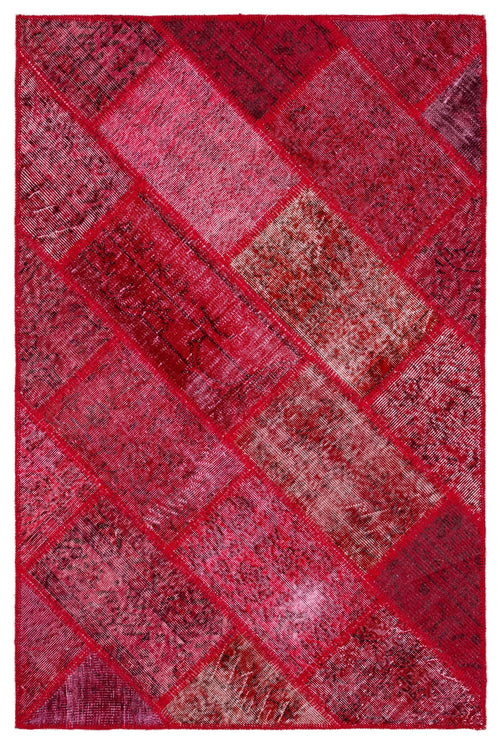 Iskece Red Vintage Wool Handmade Area Rug 4'0" x 6'0"
