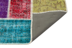 Iskece 34137 Beige Patchwork Wool Handmade Area Rug 3'10" x 6'1"