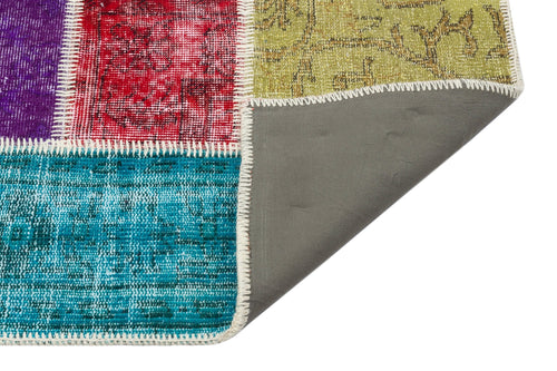 Iskece 34137 Beige Patchwork Wool Handmade Area Rug 3'10" x 6'1"