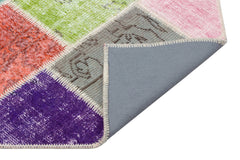 Iskece 34143 Beige Patchwork Wool Handmade Area Rug 4'0" x 5'11"