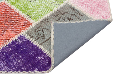 Iskece 34143 Beige Patchwork Wool Handmade Area Rug 4'0" x 5'11"