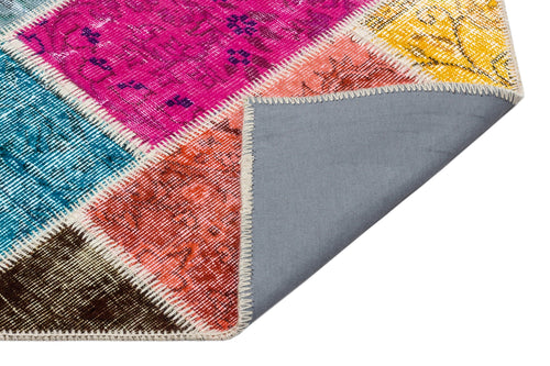 Iskece 34145 Beige Patchwork Wool Handmade Area Rug 4'0" x 6'0"