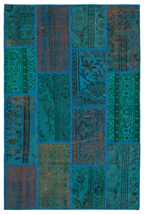 Iskece Turquoise Vintage Wool Handmade Area Rug 3'11" x 5'11"