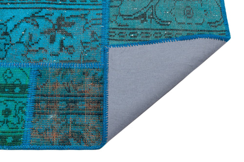 Iskece Turquoise Vintage Wool Handmade Area Rug 3'11" x 5'11"