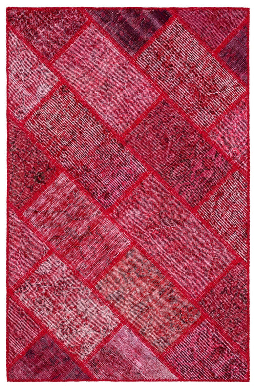 Iskece Red Vintage Wool Handmade Area Rug 4'0" x 6'2"