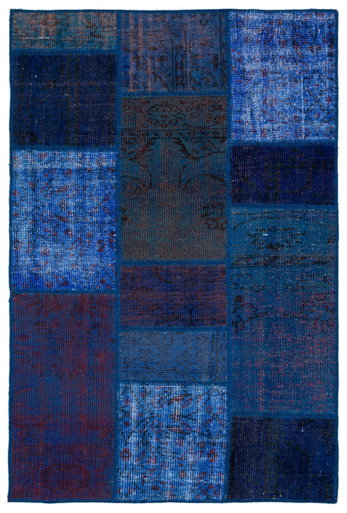 Iskece Blue Vintage Wool Handmade Area Rug 3'10" x 5'10"
