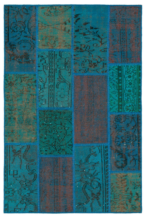 Iskece Turquoise Vintage Wool Handmade Area Rug 4'0" x 6'0"
