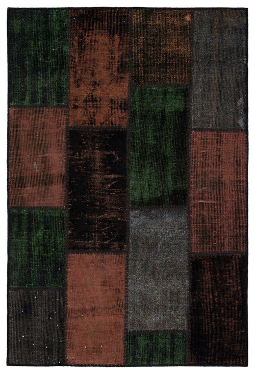 Iskece Brown Vintage Wool Handmade Area Rug 4'0" x 5'11"