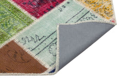 Iskece 34162 Beige Patchwork Wool Handmade Area Rug 5'4" x 7'7"
