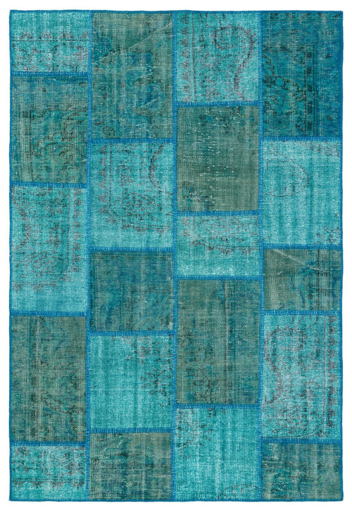 Iskece Turquoise Vintage Wool Handmade Area Rug 5'2" x 7'8"